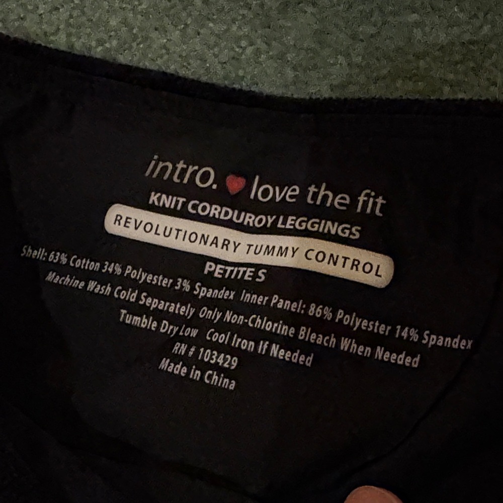 Intro. Black Corduroy Leggings - Picture 2 of 3